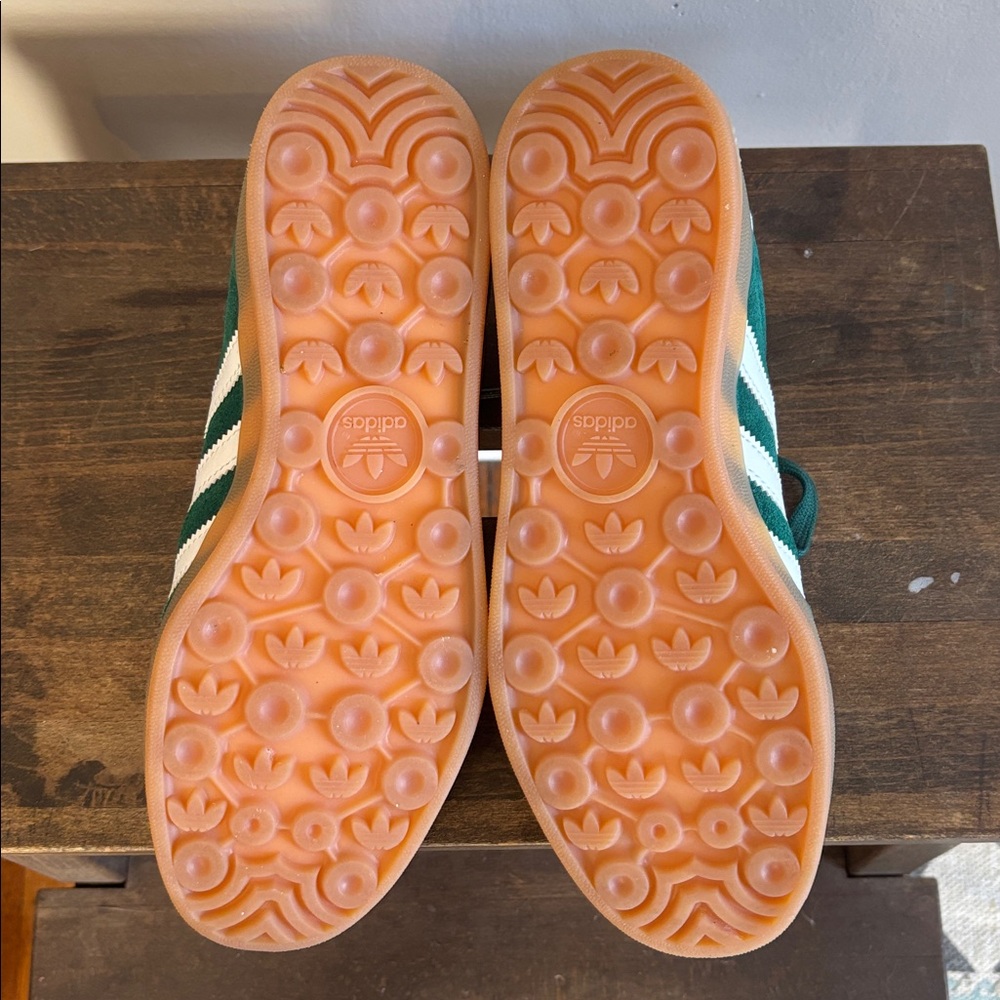 adidas Green Suede Gazelle Indoor Sneakers with White Stripes - Picture 8 of 10